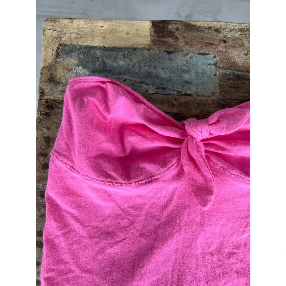 AERIE Girly Tank Camisole Feminine Pink‎ Strapless Tank Knotted Bow Detail